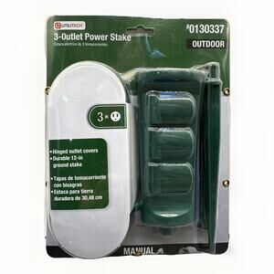 Utilitech 3-Outlet Power Stake 6ft Hinged Outlet Covers Outdoor #0130337 Green